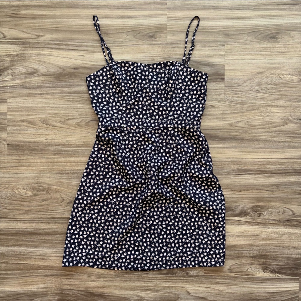 French Connection Black and White Floral Mini Sundress